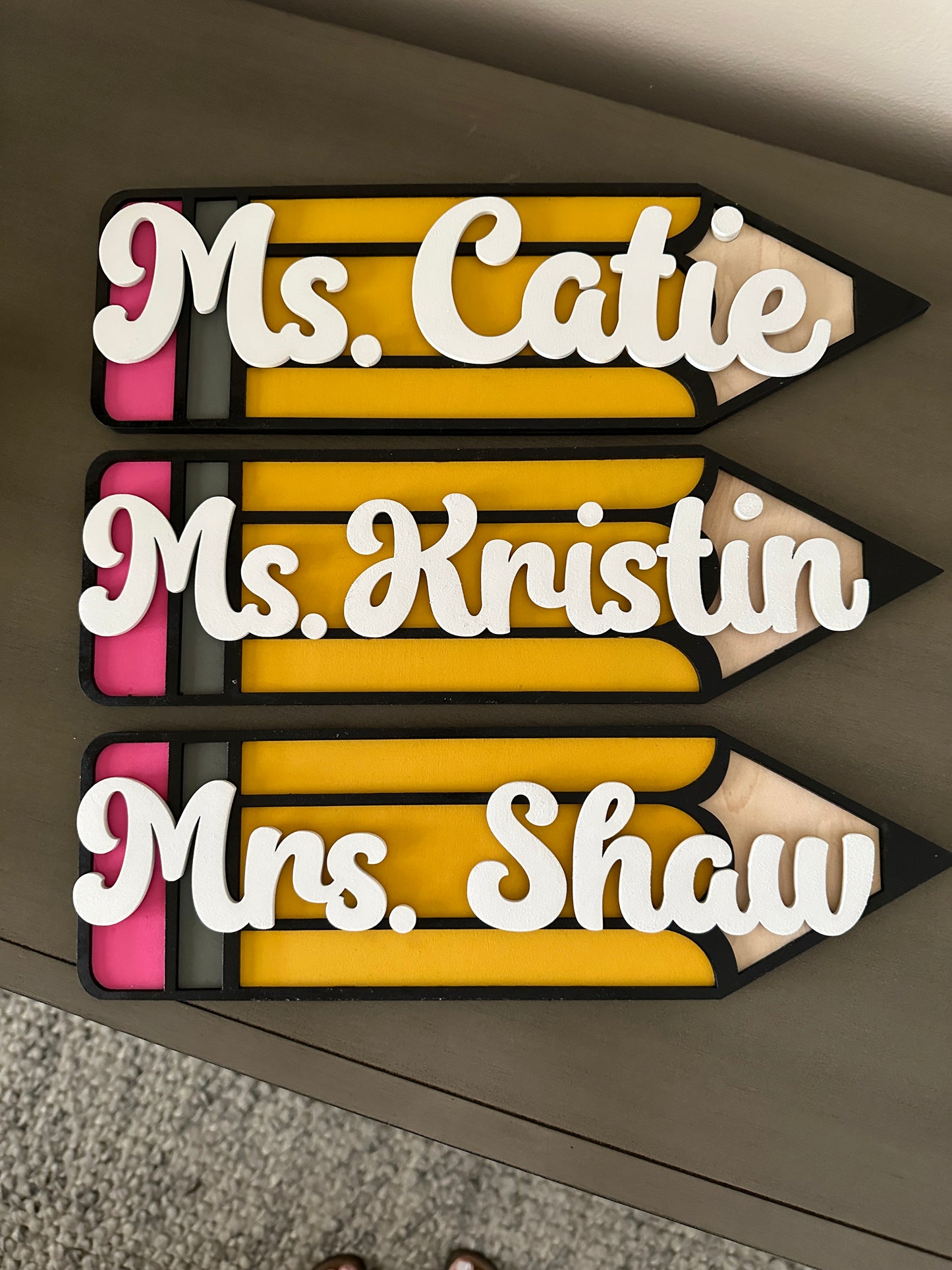 Custom pencil teacher sign