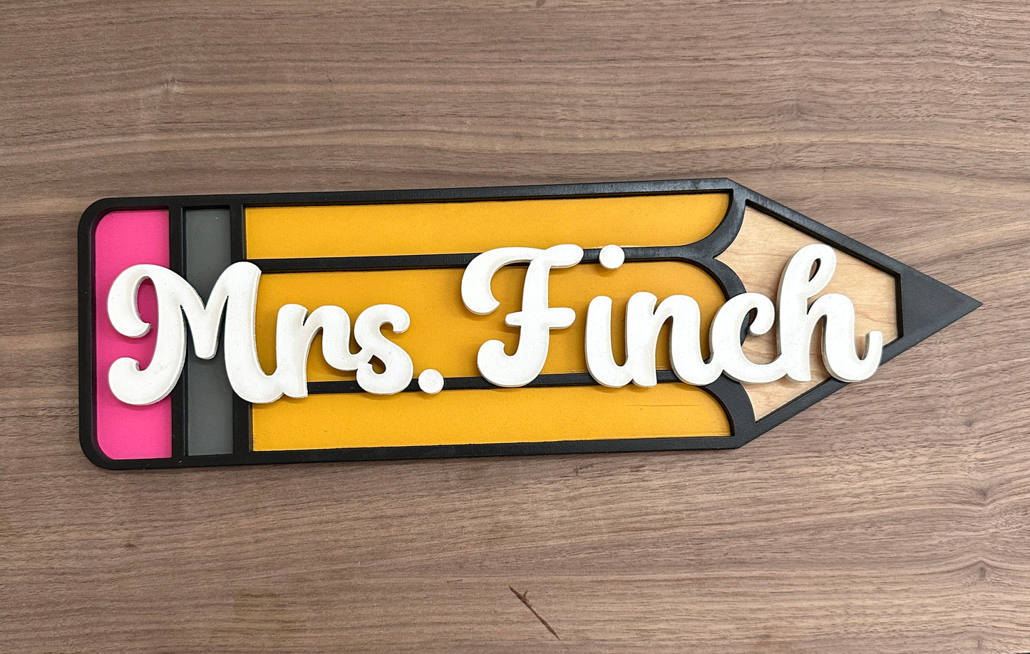 Custom pencil teacher sign